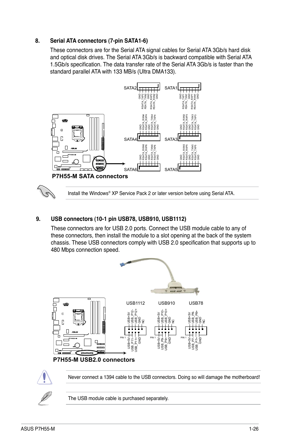 Install the windows, Usb1112, Usb910 | Usb78 | Asus P7H55-M/BR User Manual | Page 38 / 68