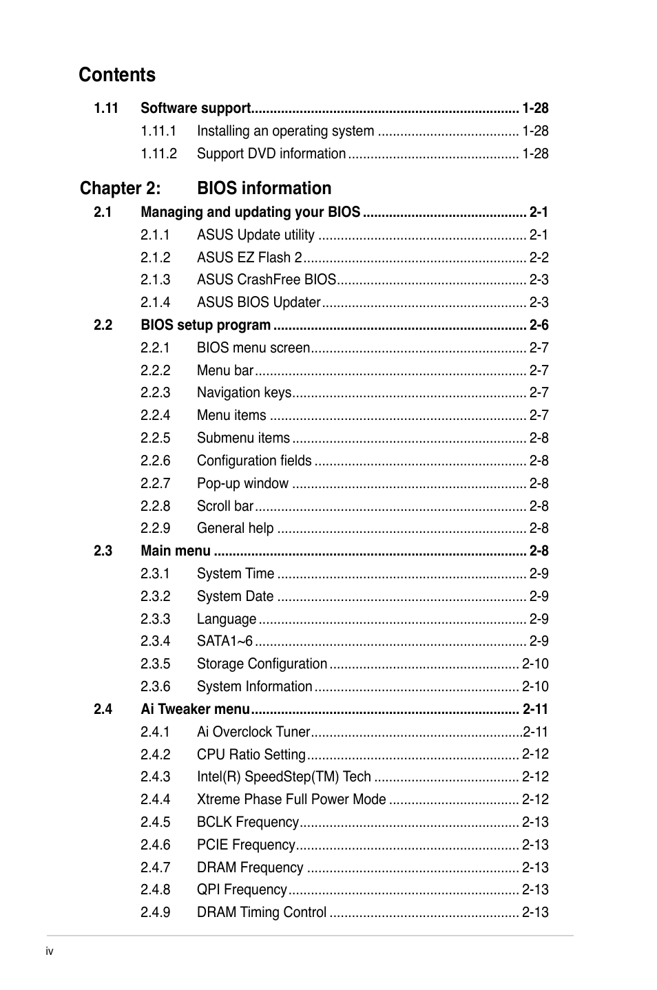 Asus P7H55-M/BR User Manual | Page 4 / 68