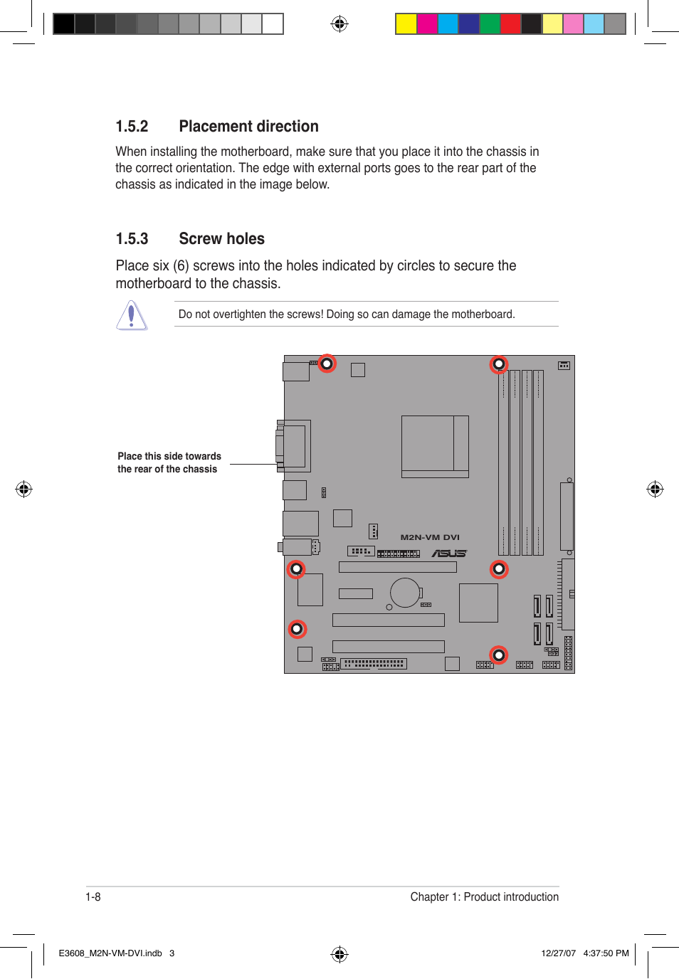 2 placement direction, 3 screw holes | Asus M2N-VM DVI User Manual | Page 20 / 100