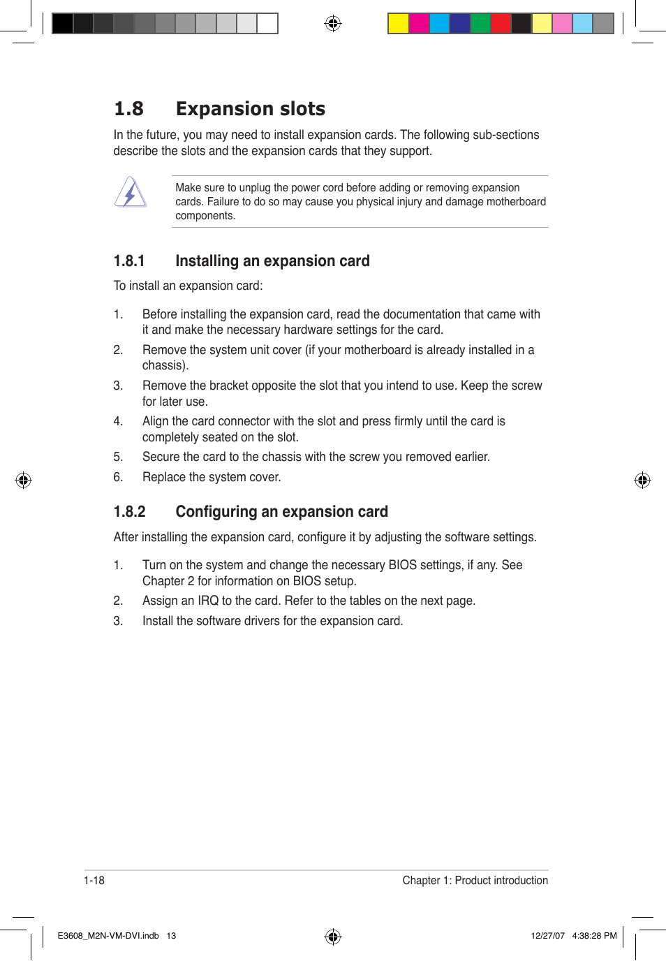 8 expansion slots, 1 installing an expansion card, 2 configuring an expansion card | Asus M2N-VM DVI User Manual | Page 30 / 100