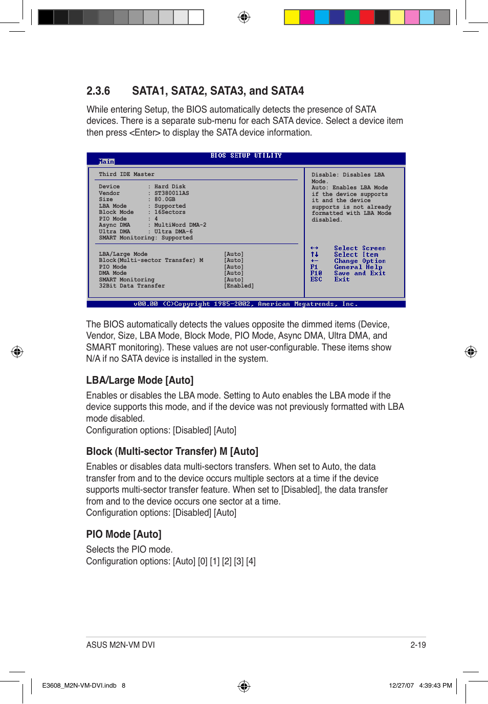 Lba/large mode [auto, Block (multi-sector transfer) m [auto, Pio mode [auto | Asus M2N-VM DVI User Manual | Page 65 / 100