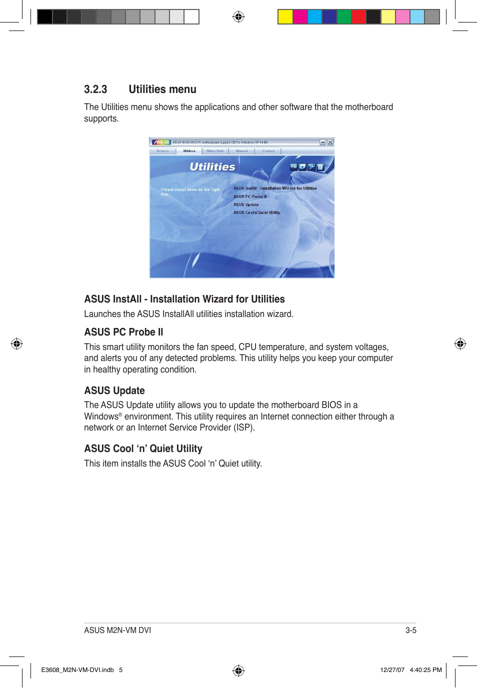 3 utilities menu | Asus M2N-VM DVI User Manual | Page 95 / 100