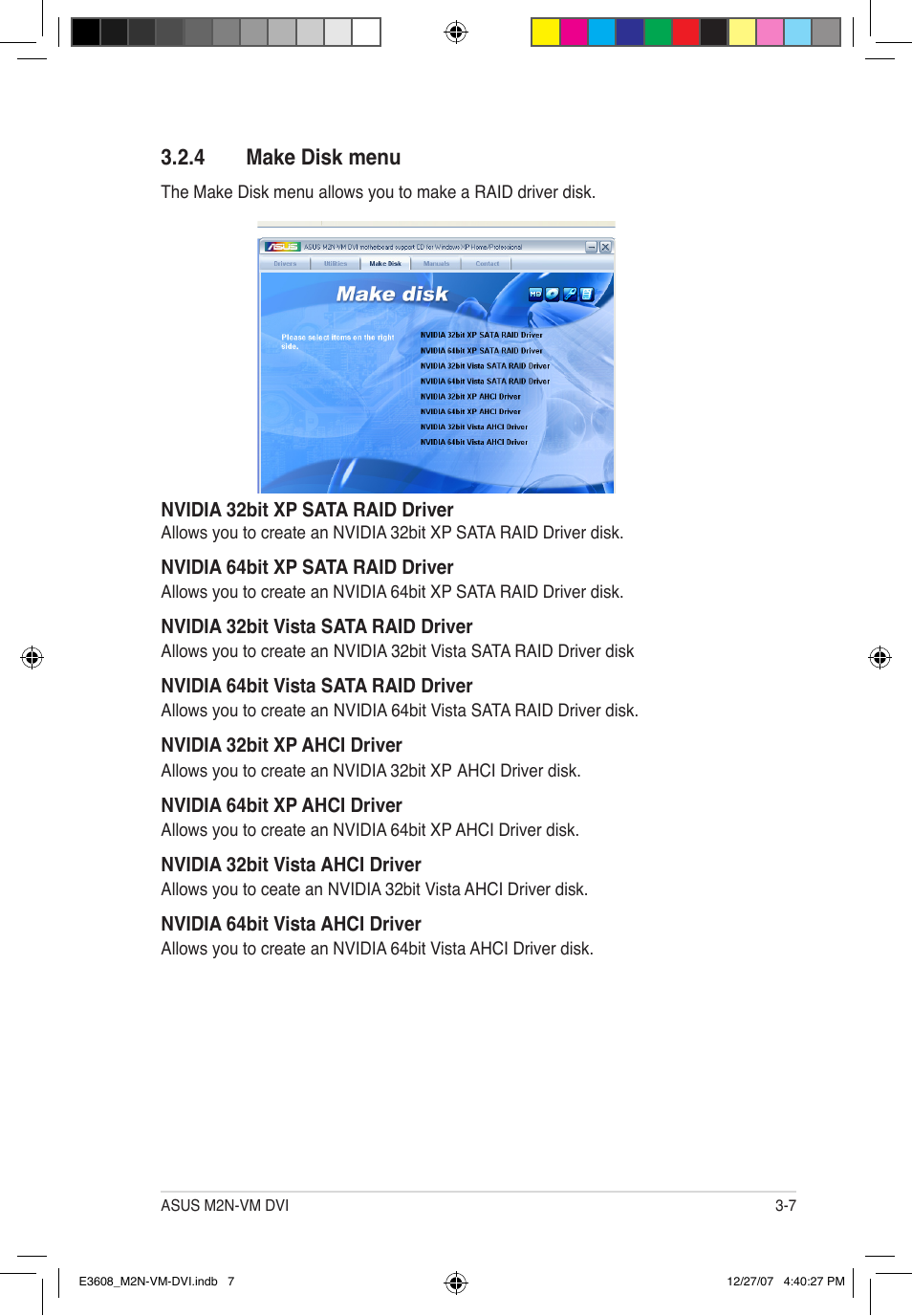 4 make disk menu | Asus M2N-VM DVI User Manual | Page 97 / 100