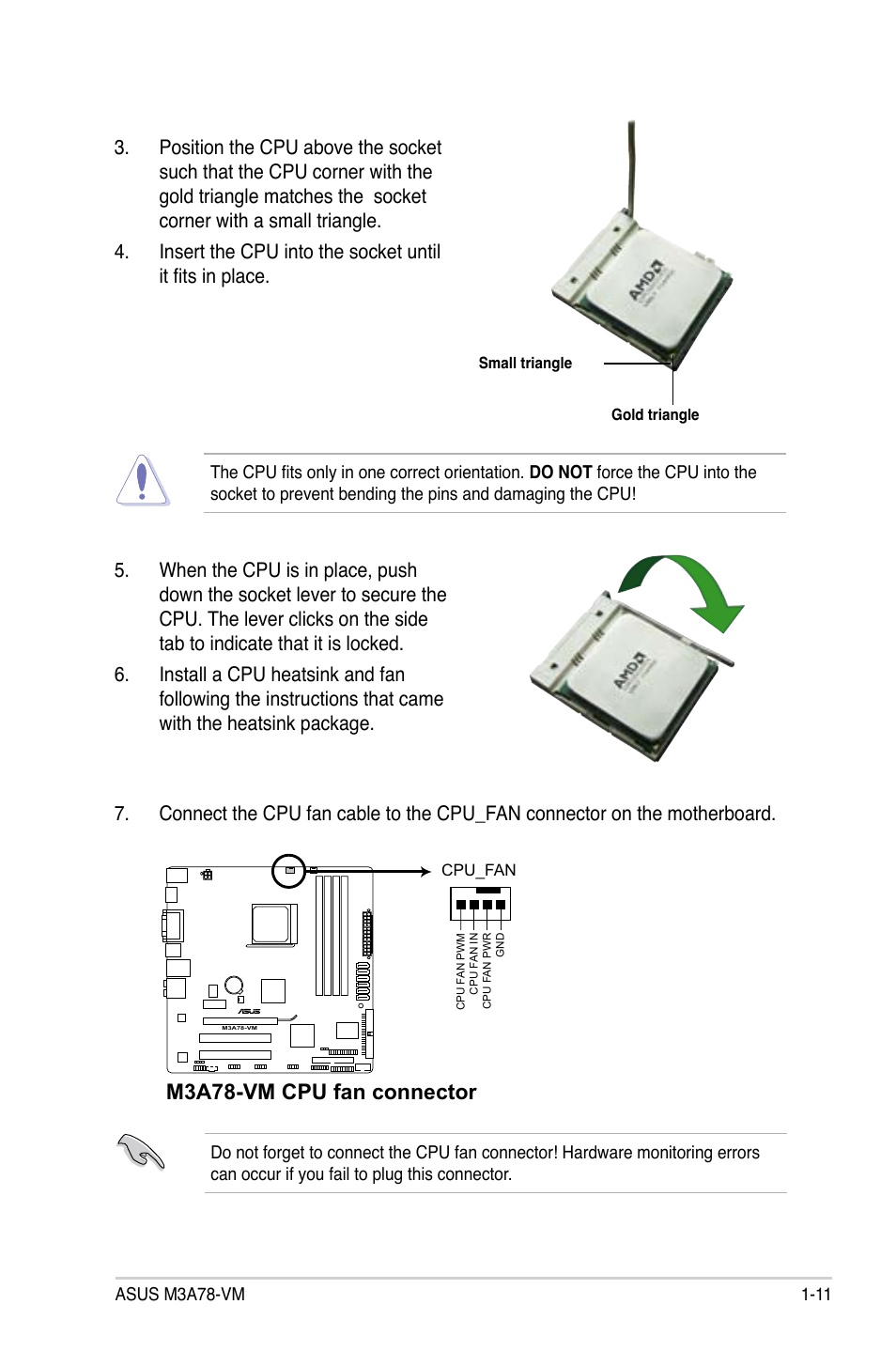 M3a78-vm cpu fan connector | Asus M3A78-VM User Manual | Page 23 / 96