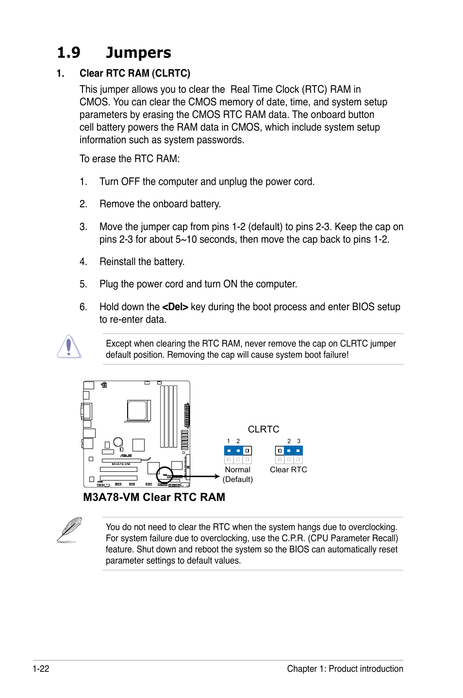 9 jumpers, Jumpers -22 | Asus M3A78-VM User Manual | Page 34 / 96