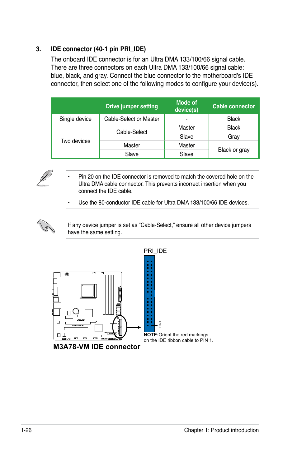 M3a78-vm ide connector | Asus M3A78-VM User Manual | Page 38 / 96