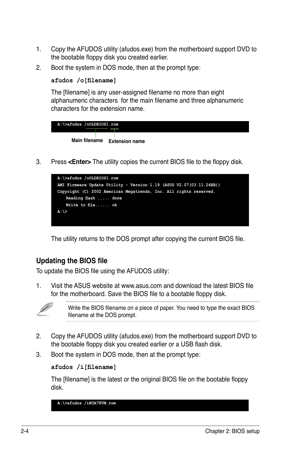 Updating the bios file | Asus M3A78-VM User Manual | Page 50 / 96