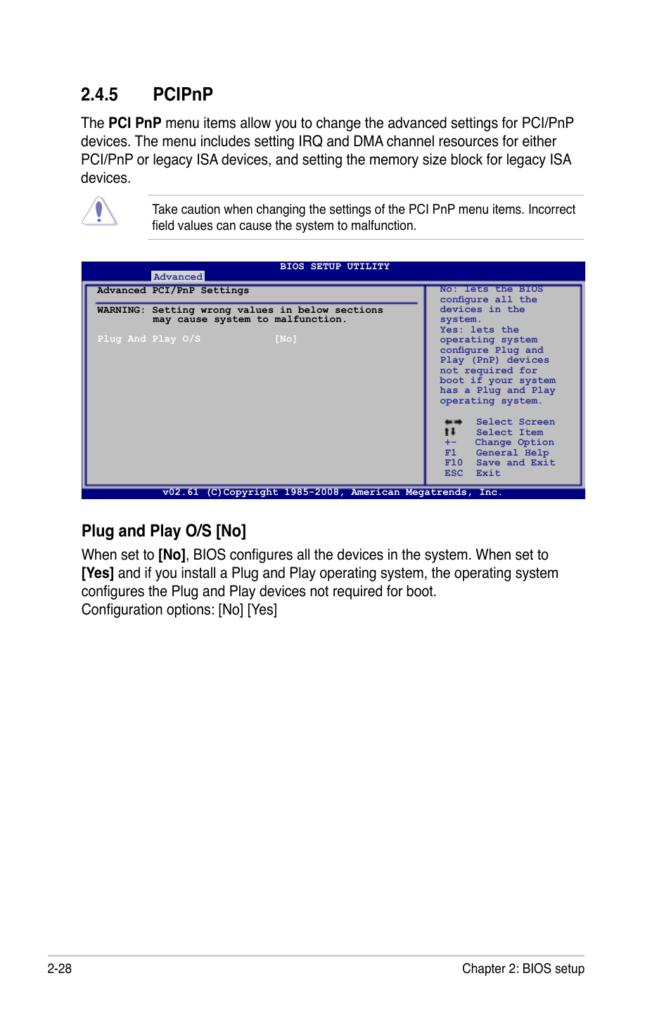 5 pcipnp, Pcipnp -28, Plug and play o/s [no | Asus M3A78-VM User Manual | Page 74 / 96