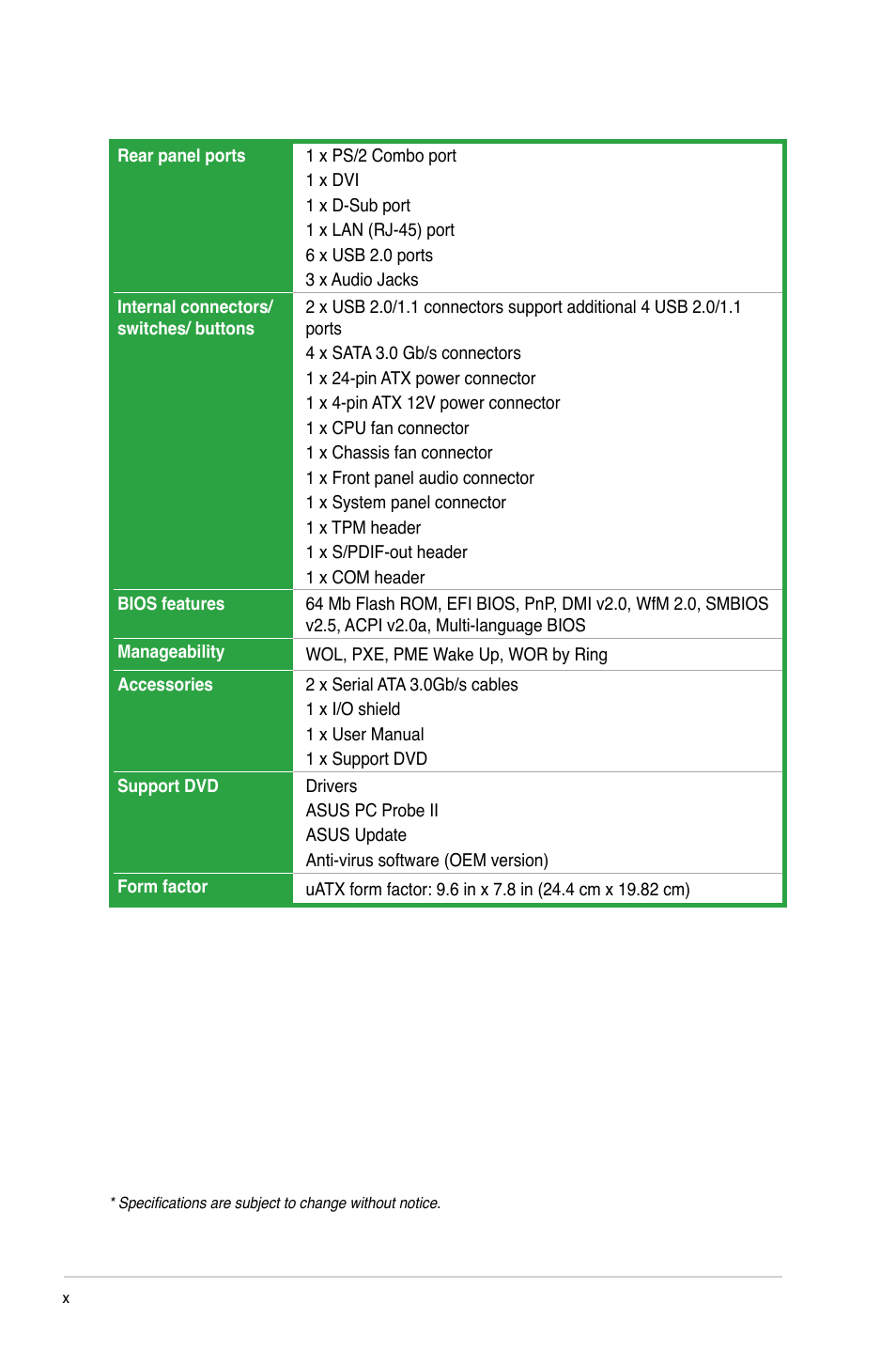 Asus P8H61-M LX2 R2.0 User Manual | Page 10 / 72