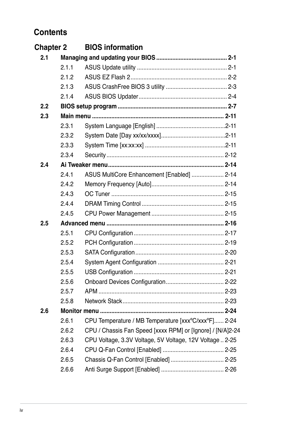 Asus P8H61-M LX2 R2.0 User Manual | Page 4 / 72