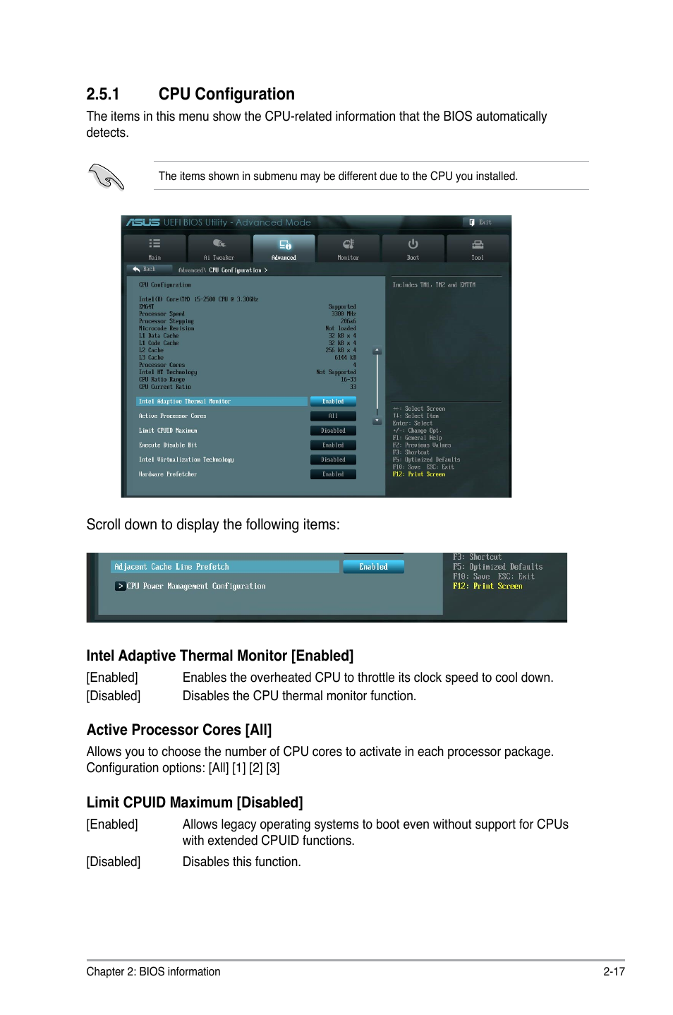 1 cpu configuration, Cpu configuration -17 | Asus P8H61-M LX2 R2.0 User Manual | Page 55 / 72