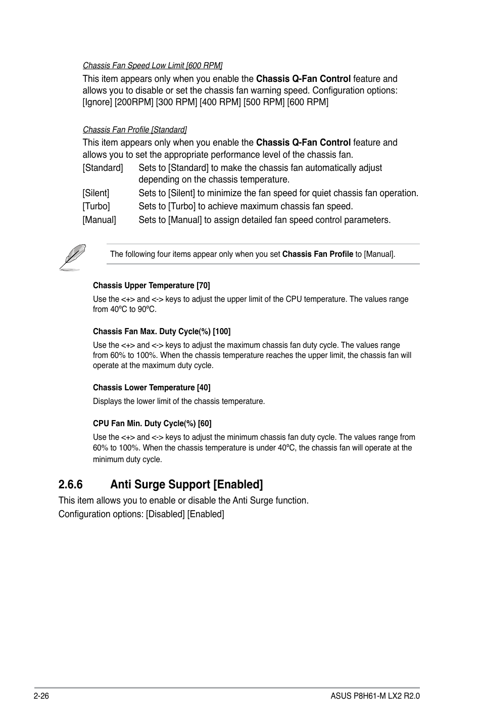 6 anti surge support [enabled, Anti surge support [enabled] -26 | Asus P8H61-M LX2 R2.0 User Manual | Page 64 / 72