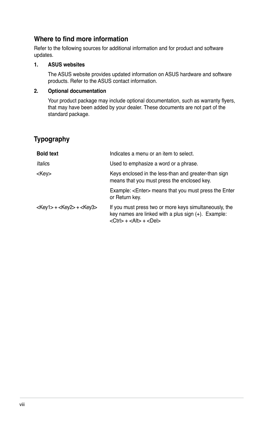 Typography where to find more information | Asus P8H61-M LX2 R2.0 User Manual | Page 8 / 72