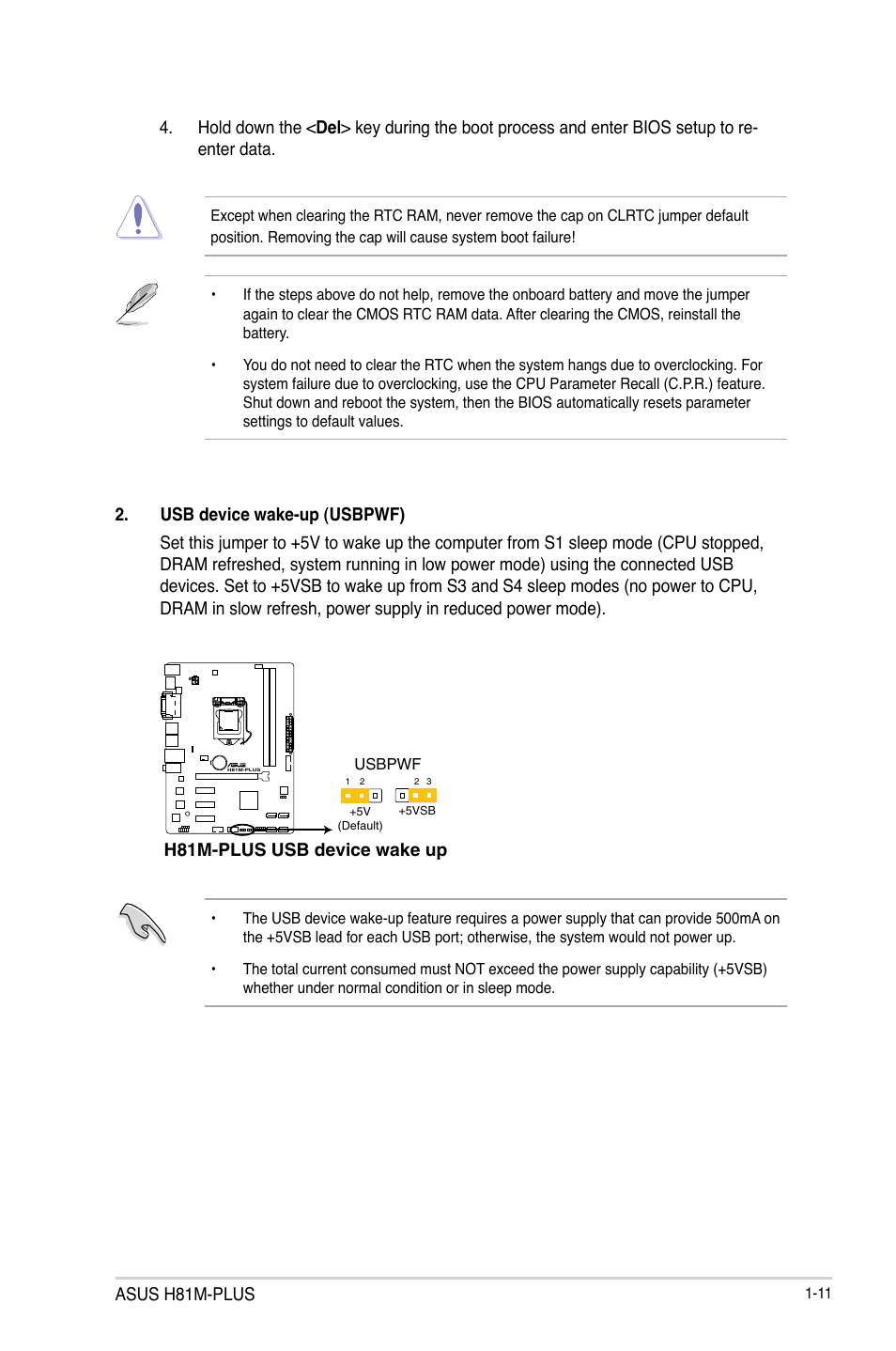 Asus h81m-plus, H81m-plus usb device wake up | Asus H81M-PLUS User Manual | Page 19 / 74