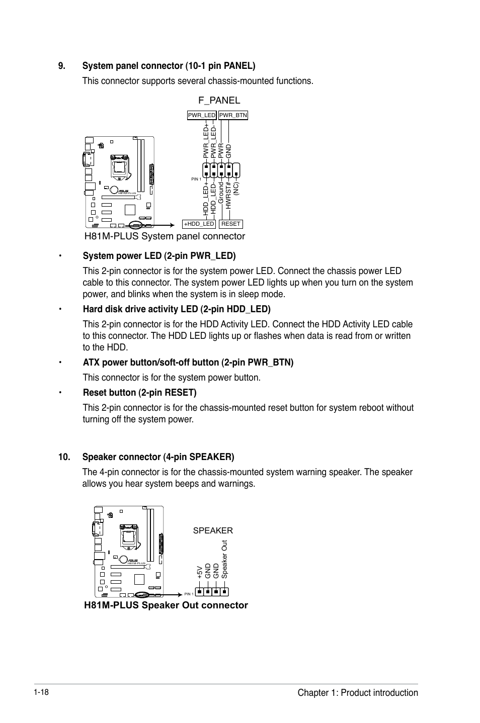 F_panel | Asus H81M-PLUS User Manual | Page 26 / 74