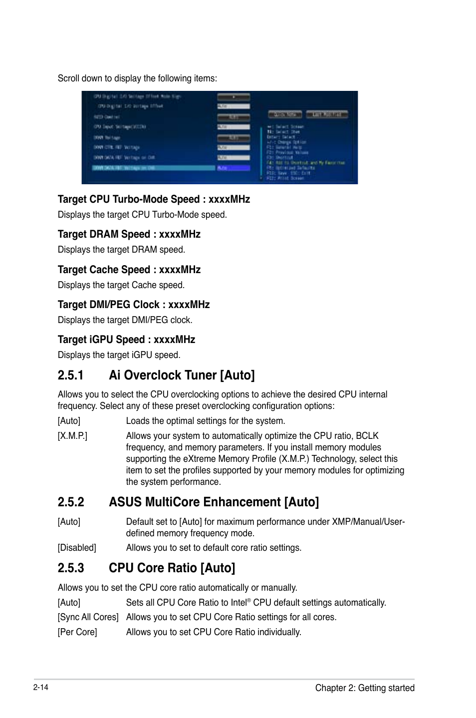 1 ai overclock tuner [auto, 2 asus multicore enhancement [auto, 3 cpu core ratio [auto | Asus H81M-PLUS User Manual | Page 42 / 74