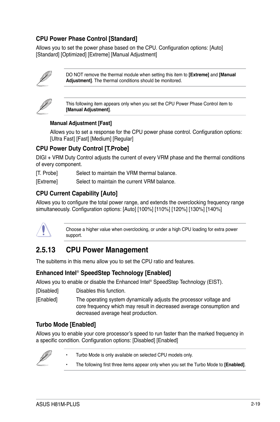 13 cpu power management | Asus H81M-PLUS User Manual | Page 47 / 74