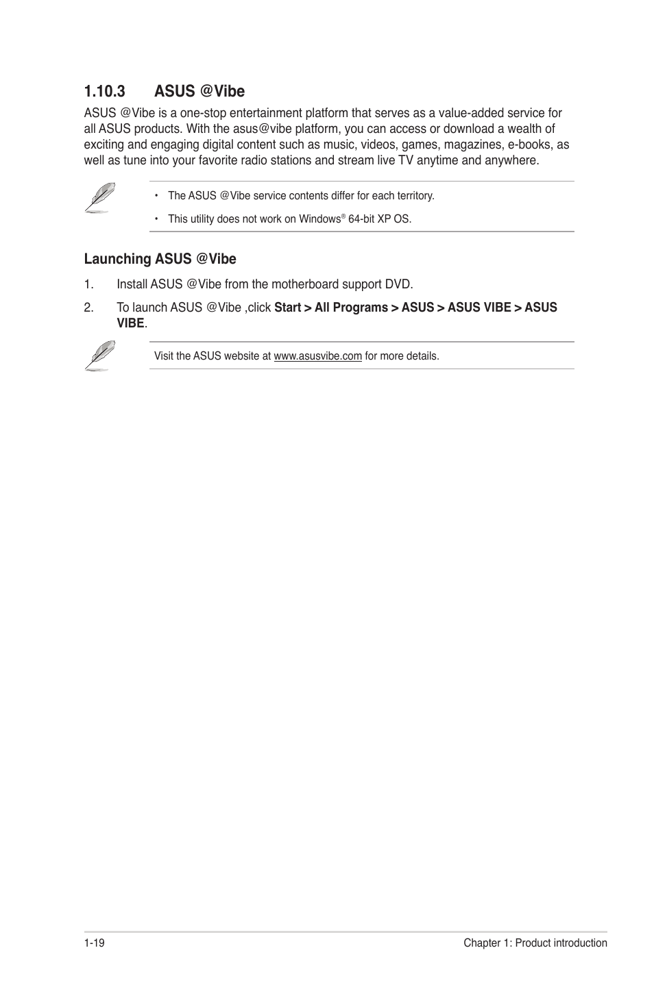 3 asus @vibe, 3 asus @vibe -19 | Asus P8H67-I PRO User Manual | Page 30 / 59