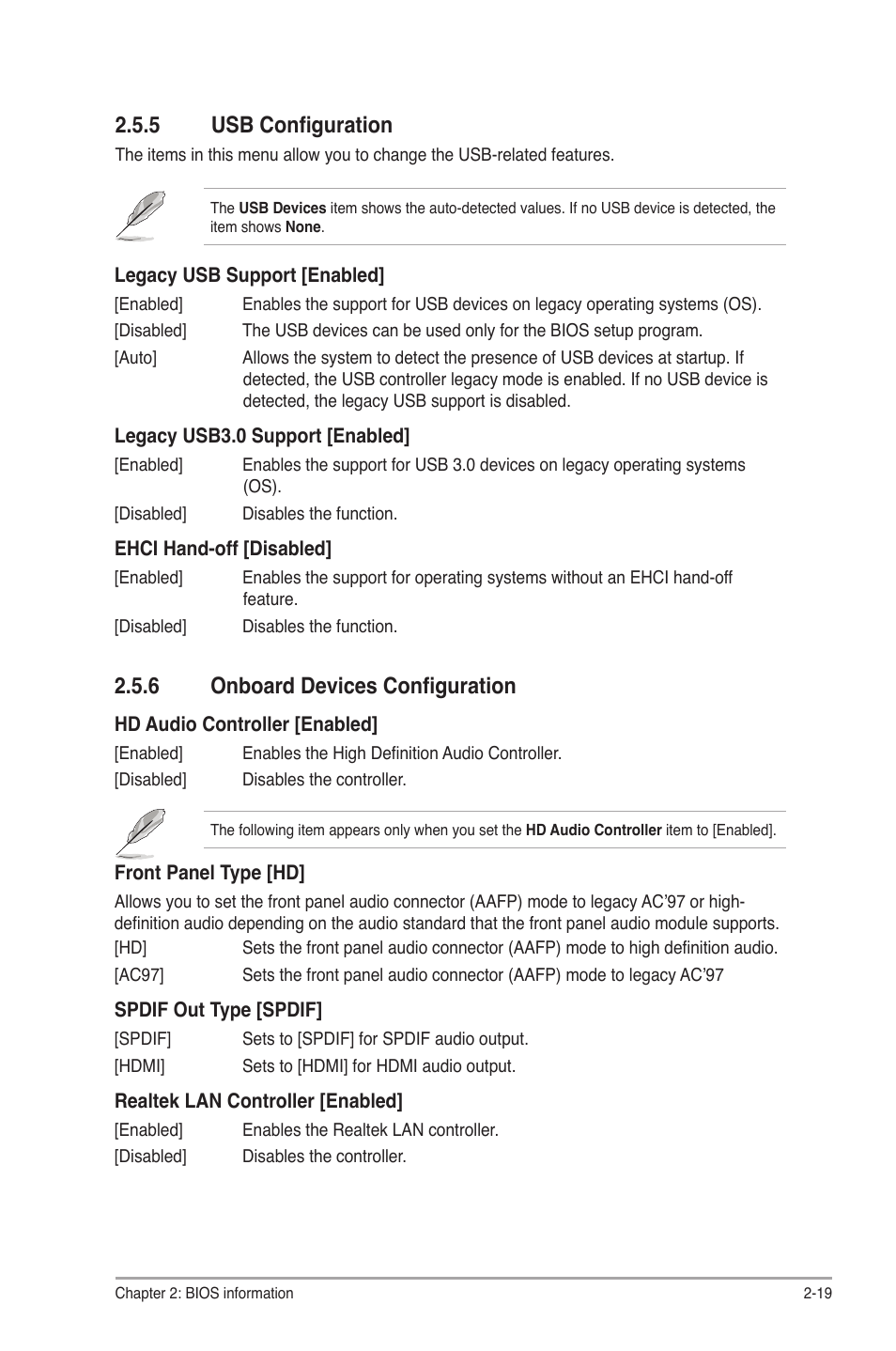 5 usb configuration, 6 onboard devices configuration, Usb configuration -19 | Onboard devices configuration -19 | Asus P8H67-I PRO User Manual | Page 49 / 59