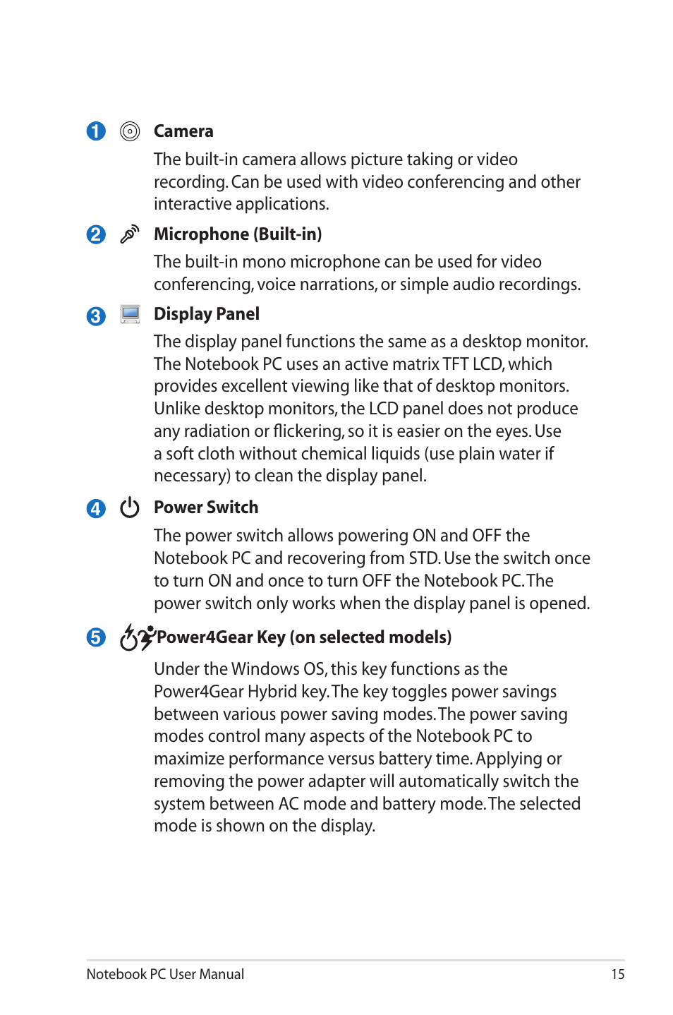 Asus X4MSG User Manual | Page 15 / 100