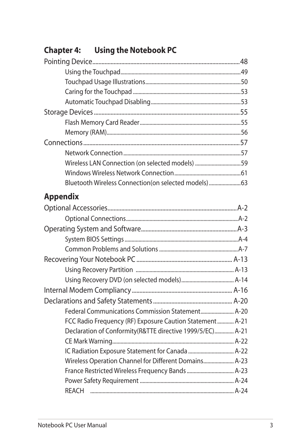 Asus X4MSG User Manual | Page 3 / 100