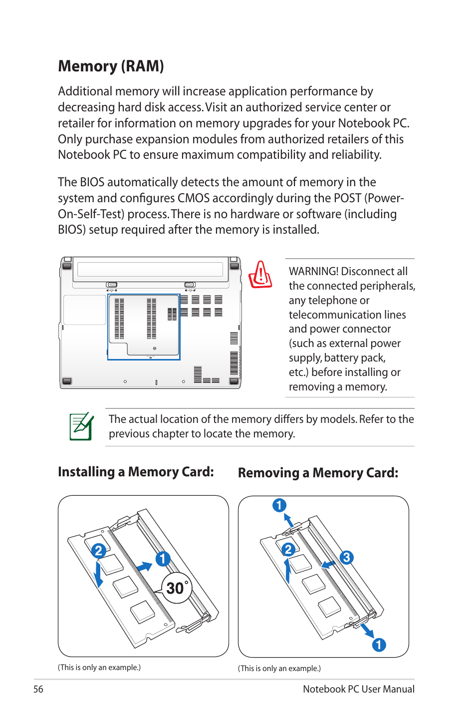 Memory (ram) | Asus X4MSG User Manual | Page 56 / 100