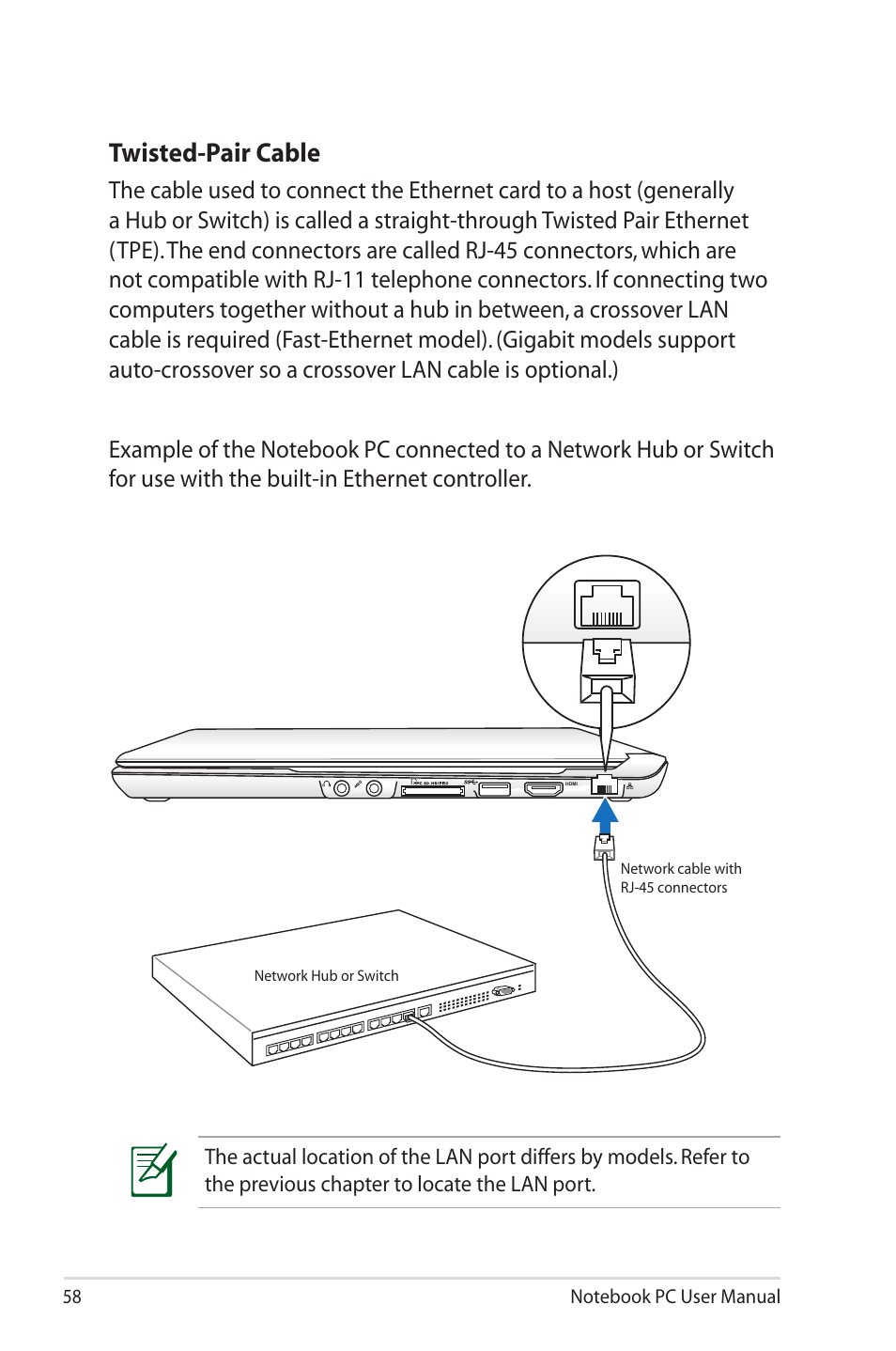 Twisted-pair cable | Asus X4MSG User Manual | Page 58 / 100