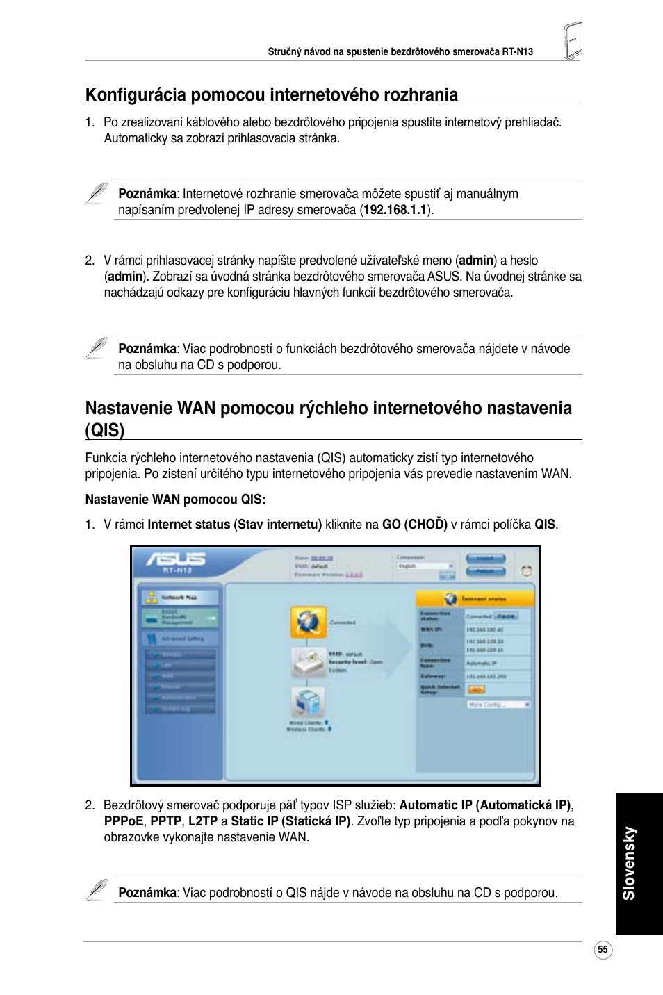 Konfigurácia pomocou internetového rozhrania | Asus RT-N13 User Manual | Page 57 / 65