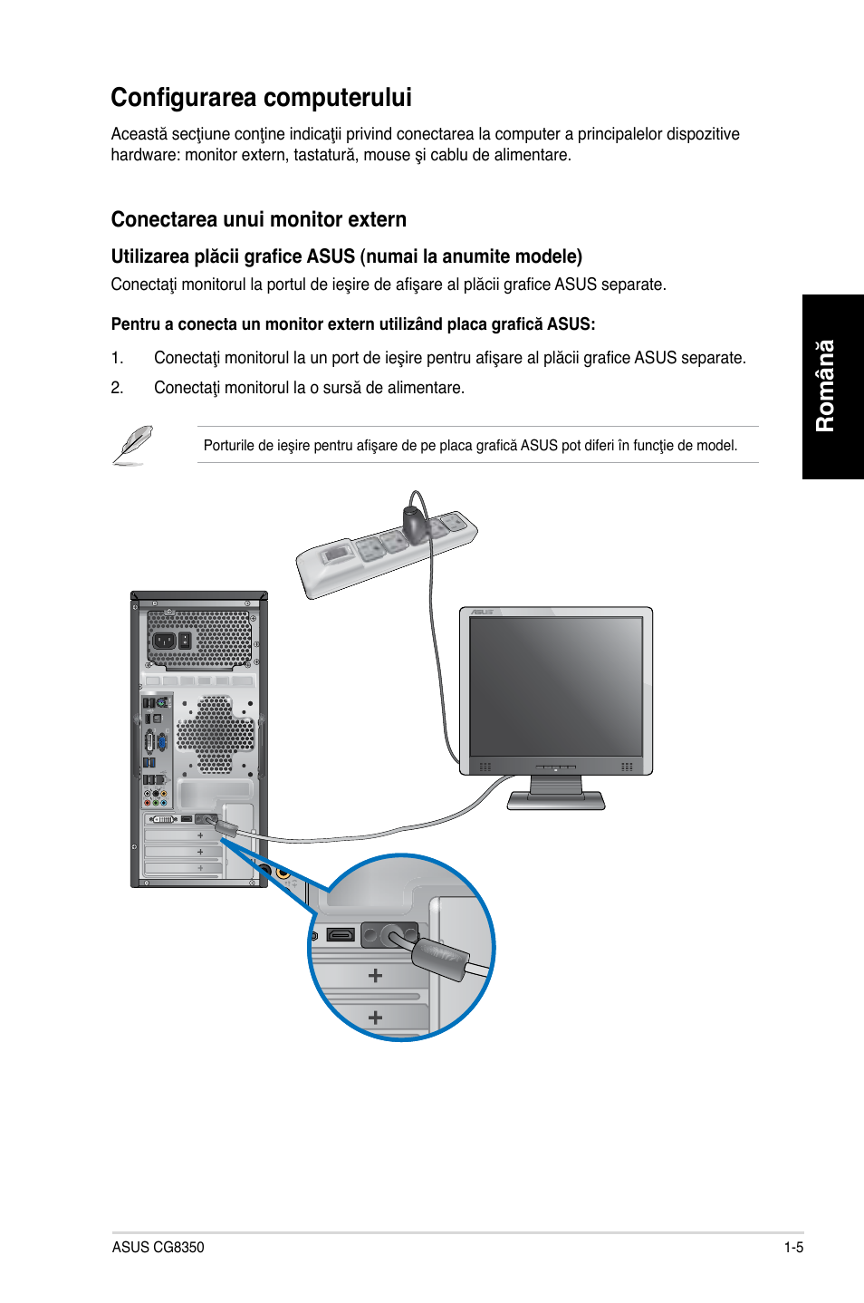 Configurarea computerului, Configurarea computerului -5, Română | Asus CG8350 User Manual | Page 91 / 227