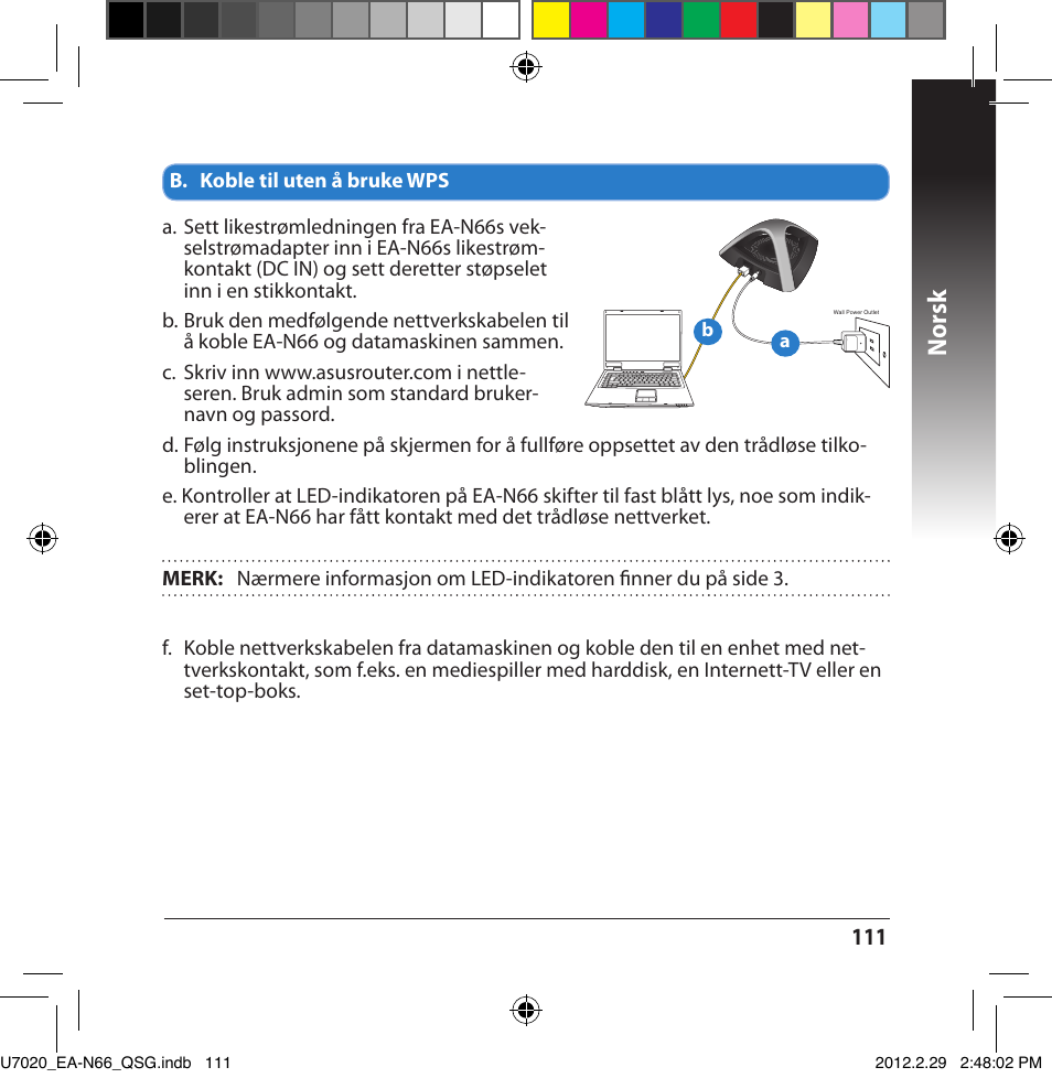 Norsk | Asus EA-N66 User Manual | Page 111 / 170