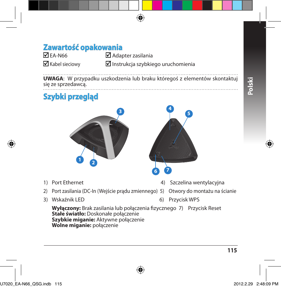 S��ybki pr��egląd, Zawartość opakowania, Polsk i | Asus EA-N66 User Manual | Page 115 / 170