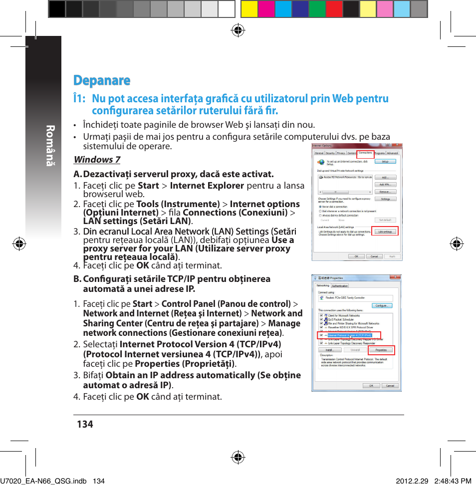 Depanare, Română | Asus EA-N66 User Manual | Page 134 / 170