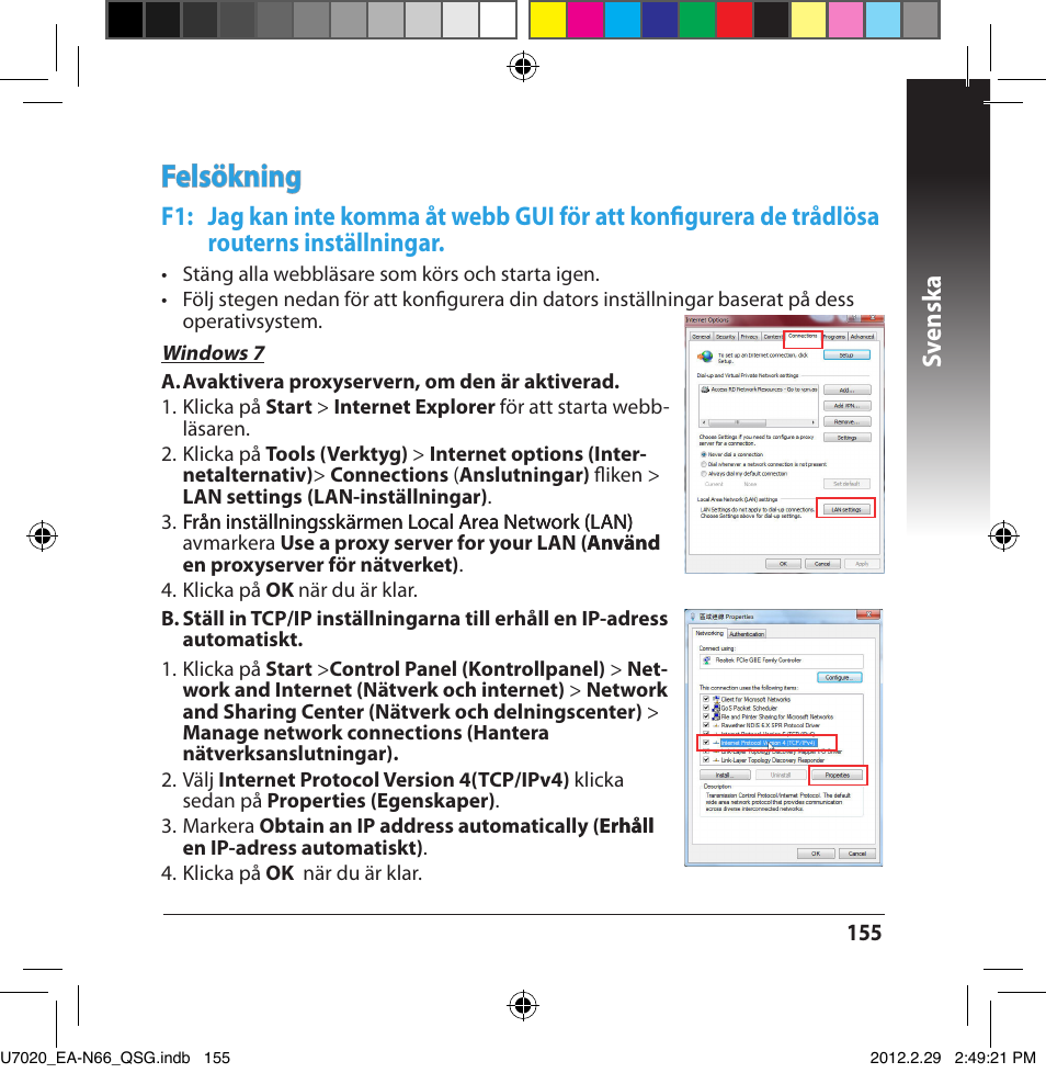 Felsökning, Sv ensk a | Asus EA-N66 User Manual | Page 155 / 170