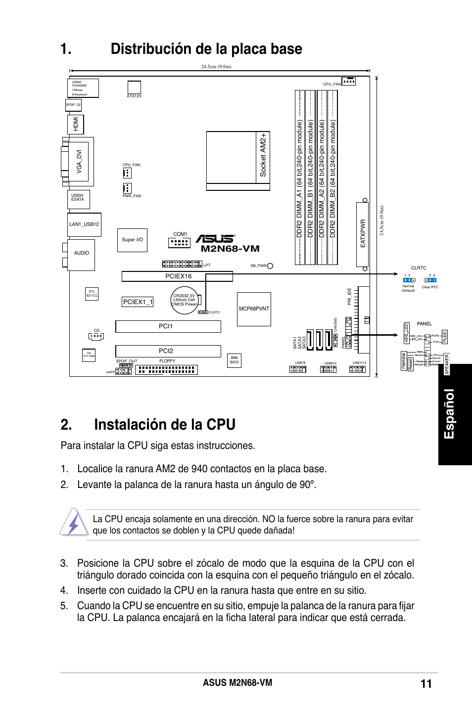 Español, Asus m2n68-vm, M2n68-vm | Asus M2N68-VM User Manual | Page 11 / 37