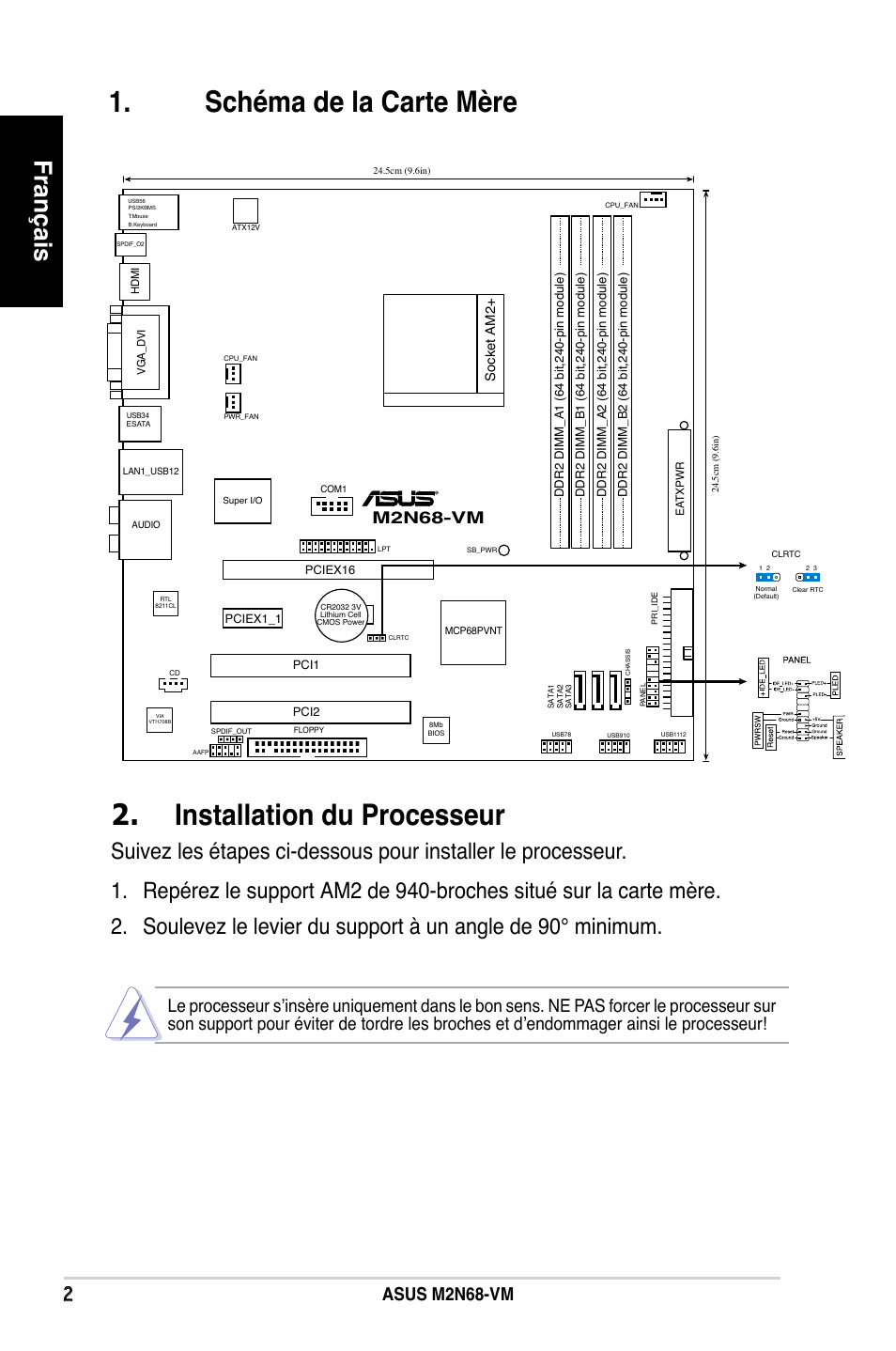 Français, Asus m2n68-vm, M2n68-vm | Asus M2N68-VM User Manual | Page 2 / 37