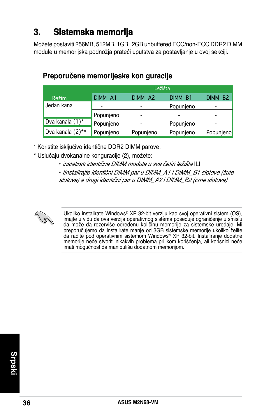 Srpski | Asus M2N68-VM User Manual | Page 36 / 37