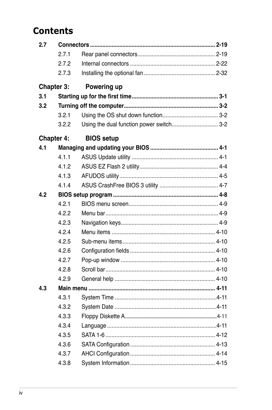 Asus P5K3 Premium/WiFi-AP User Manual | Page 4 / 172