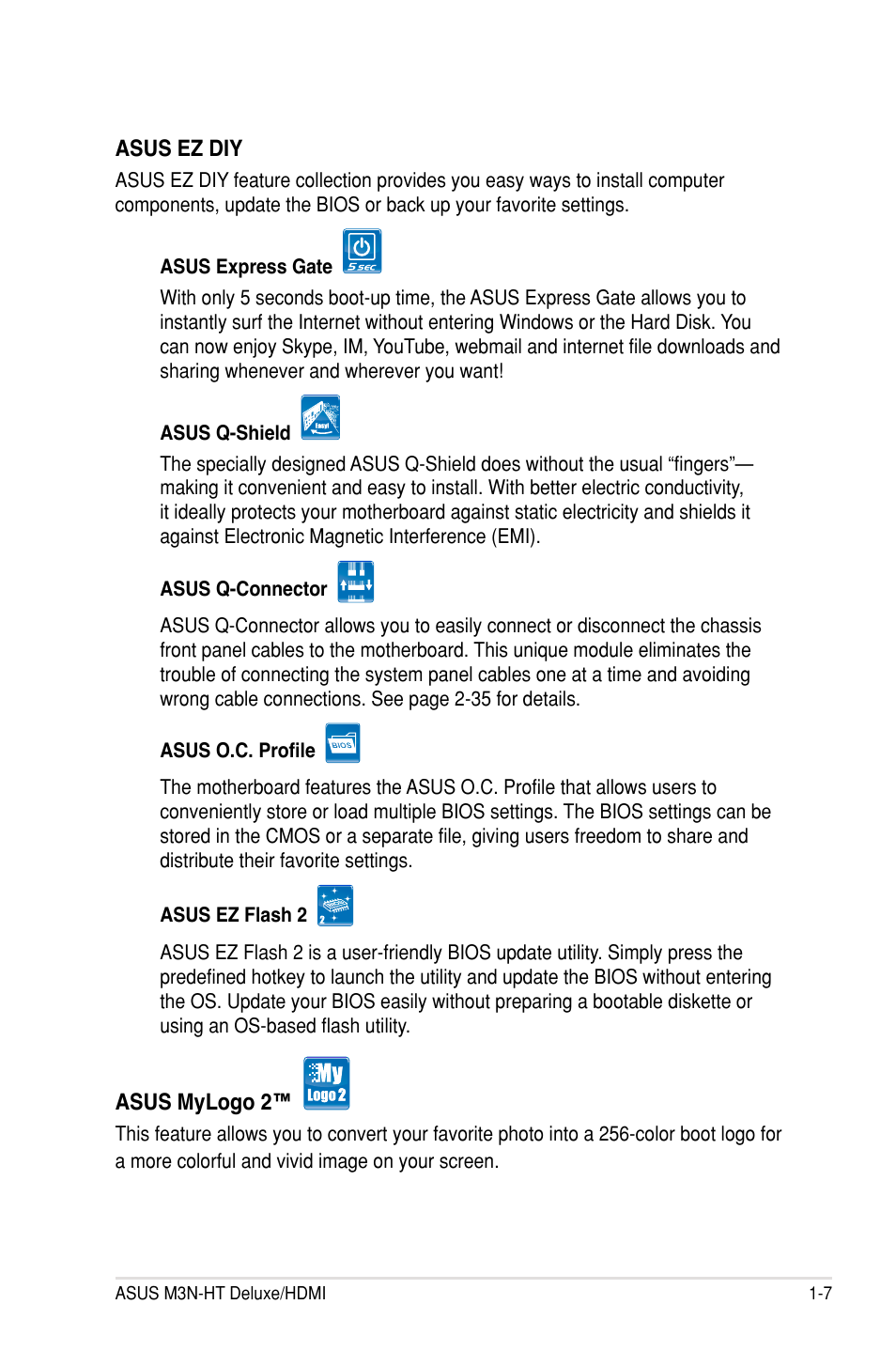 Asus ez diy, Asus mylogo 2 | Asus M3N-HT Deluxe/Mempipe User Manual | Page 21 / 64