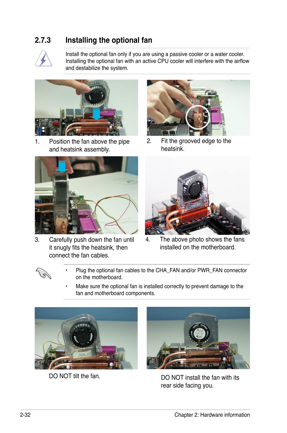 3 installing the optional fan | Asus P5K3 Premium/WiFi-AP User Manual | Page 58 / 176