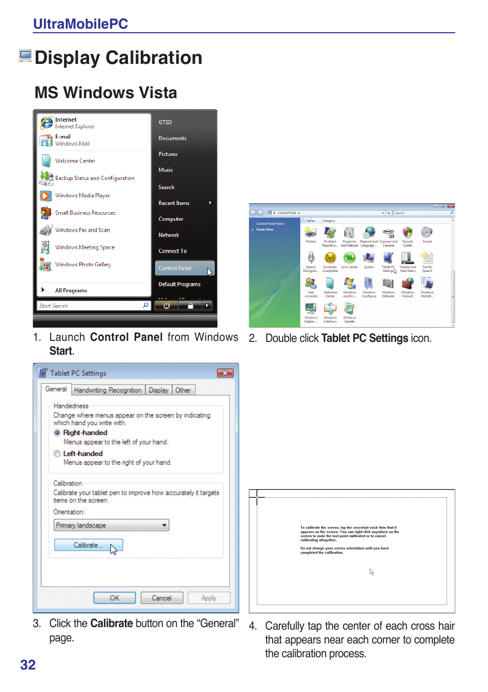 Display calibration, Ms windows vista | Asus R2E User Manual | Page 32 / 66