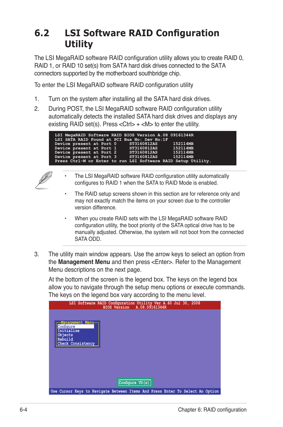 2 lsi software raid configuration utility, Lsi software raid configuration utility -4, 2 lsi software raid configuration utility | Asus RS720-E6/RS12 User Manual | Page 102 / 156