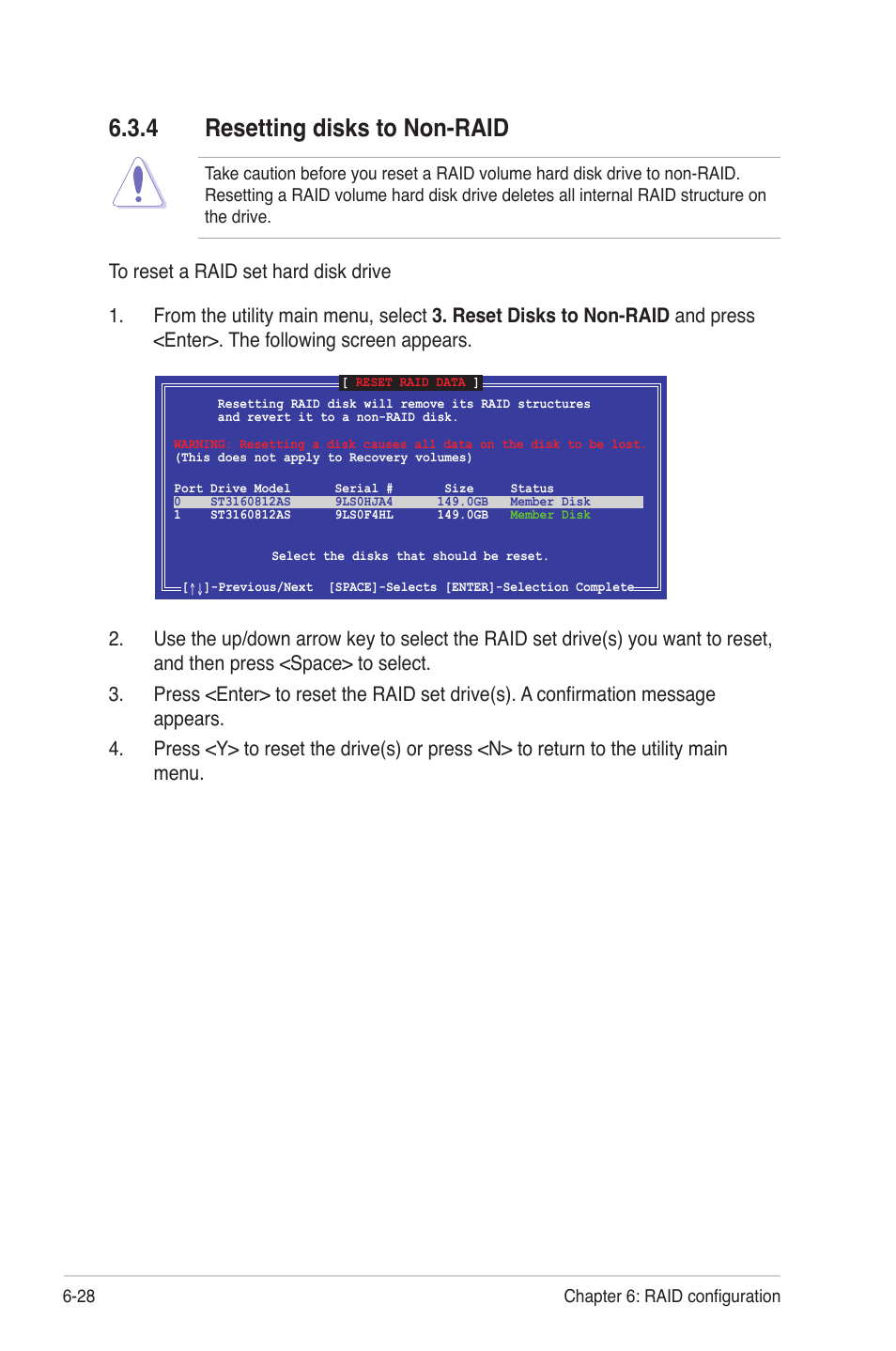 4 resetting disks to non-raid, Resetting disks to non-raid -28 | Asus RS720-E6/RS12 User Manual | Page 126 / 156