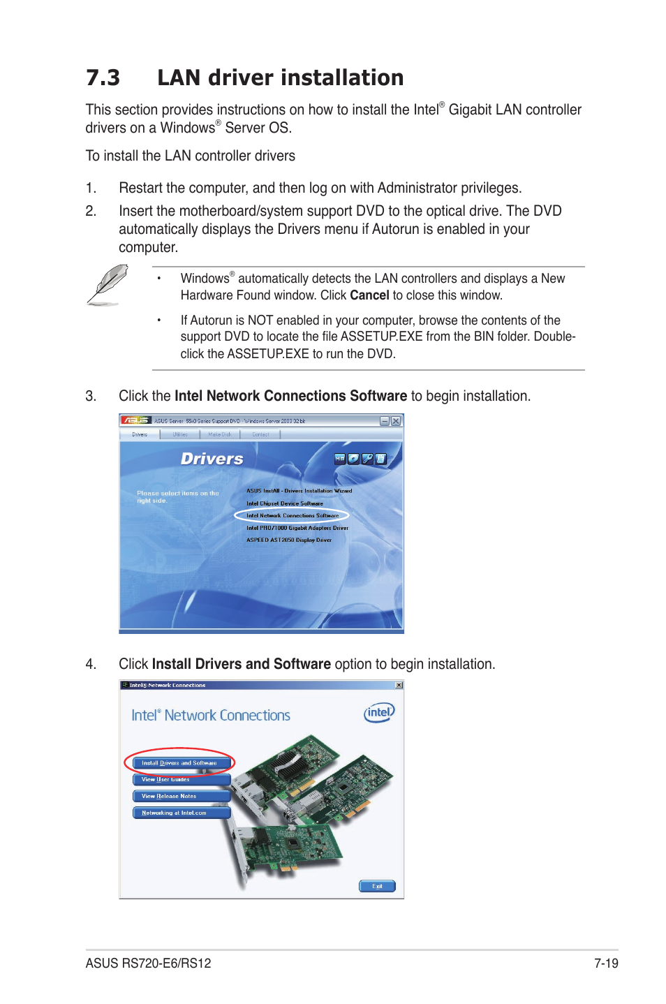 3 lan driver installation, Lan driver installation -19 | Asus RS720-E6/RS12 User Manual | Page 149 / 156