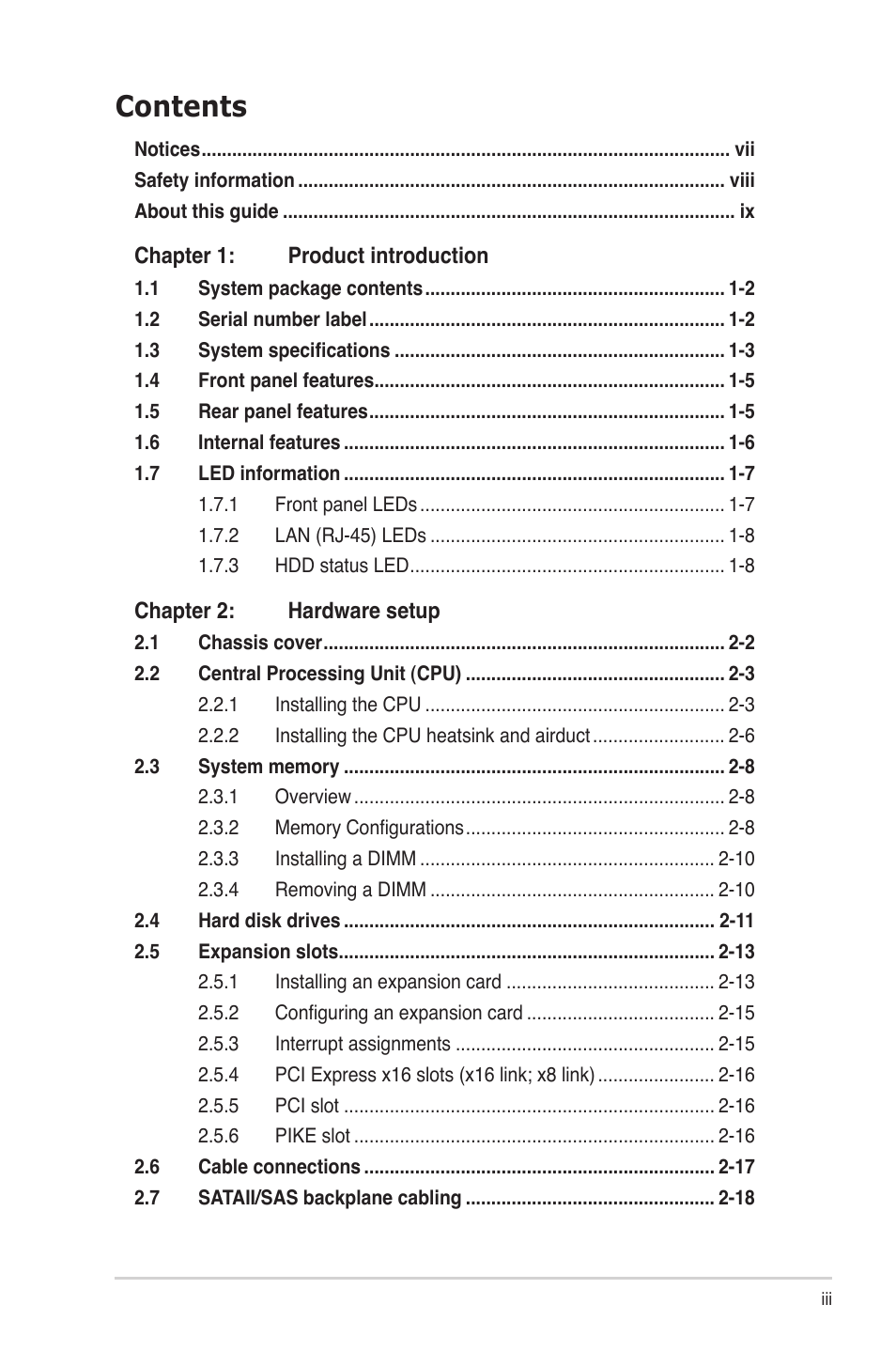 Asus RS720-E6/RS12 User Manual | Page 3 / 156