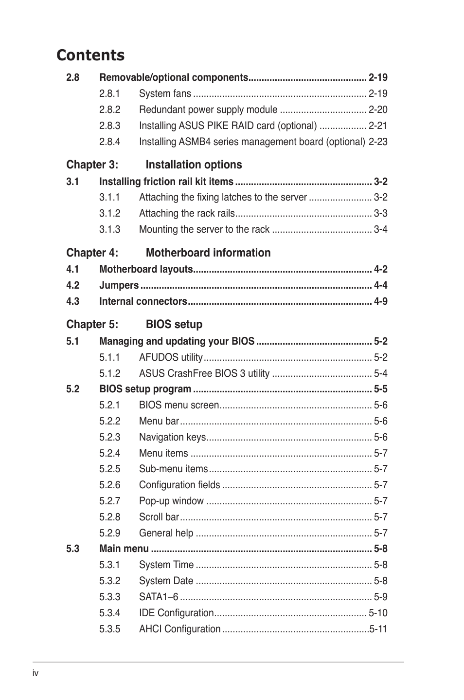Asus RS720-E6/RS12 User Manual | Page 4 / 156