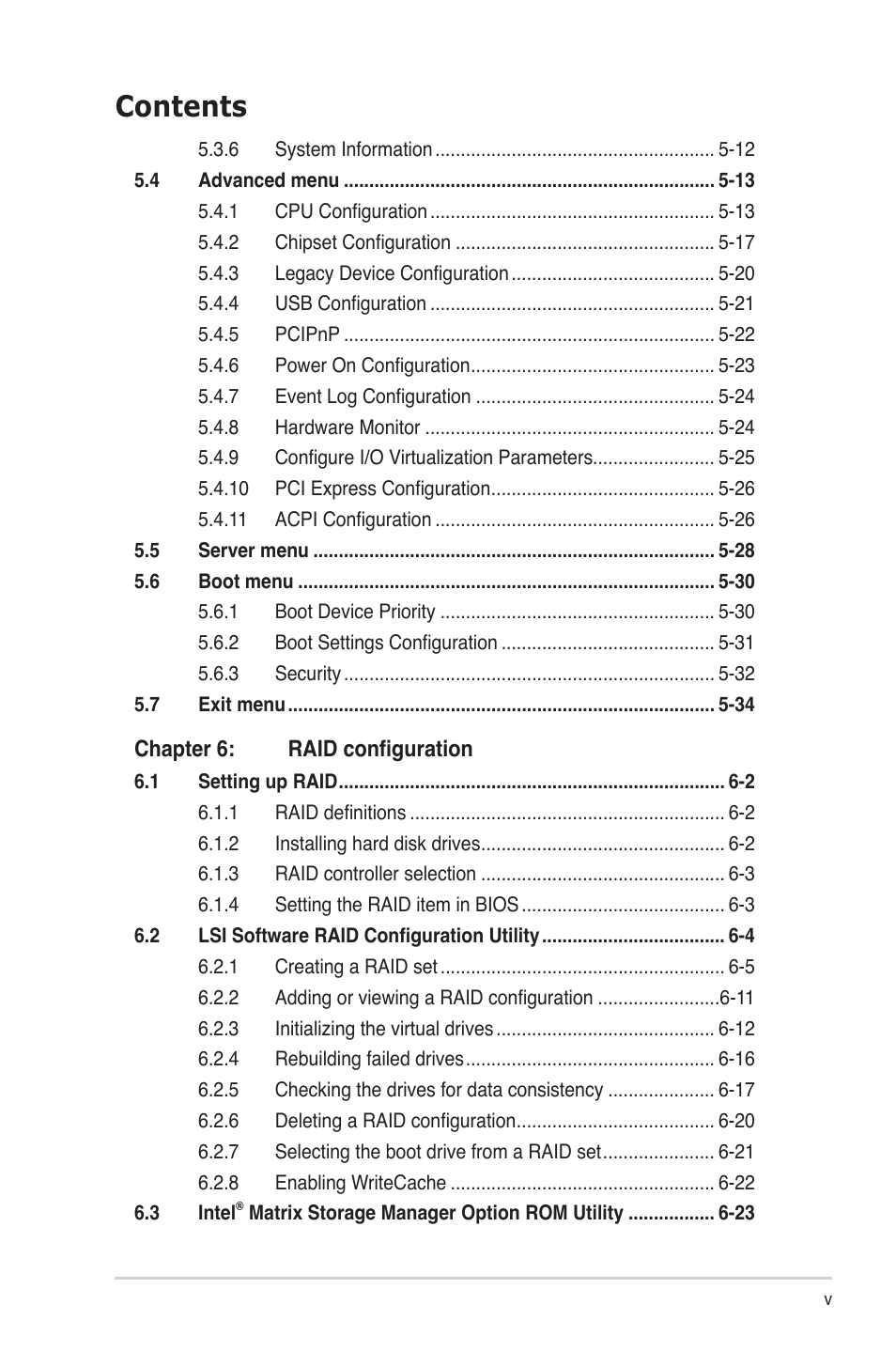 Asus RS720-E6/RS12 User Manual | Page 5 / 156