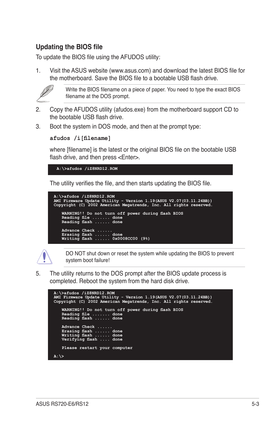 Updating the bios file | Asus RS720-E6/RS12 User Manual | Page 67 / 156