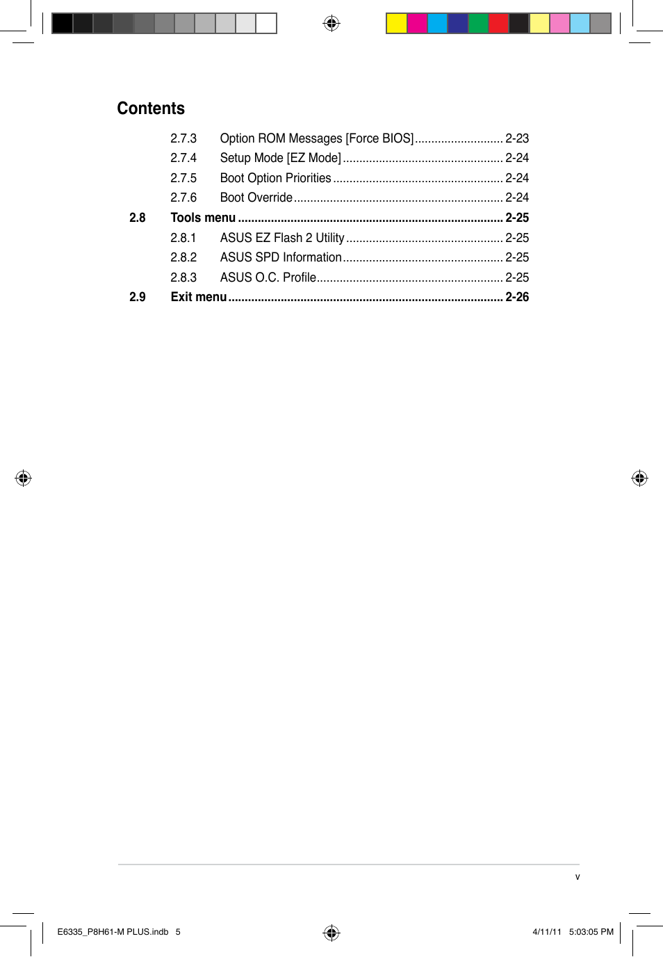 Asus P8H61-M PLUS User Manual | Page 5 / 60