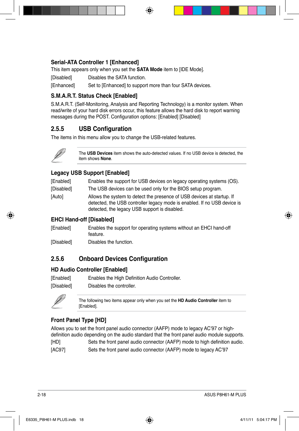 5 usb configuration, 6 onboard devices configuration, Usb configuration -18 | Onboard devices configuration -18 | Asus P8H61-M PLUS User Manual | Page 50 / 60