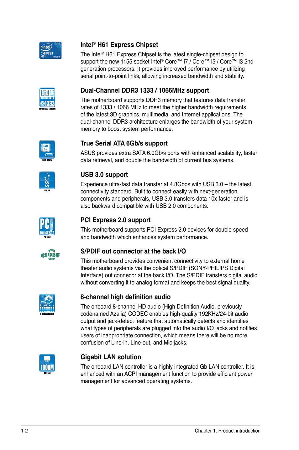 Asus P8H61 PRO User Manual | Page 14 / 74